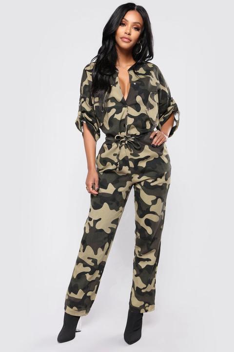 fashion nova army jumpsuit