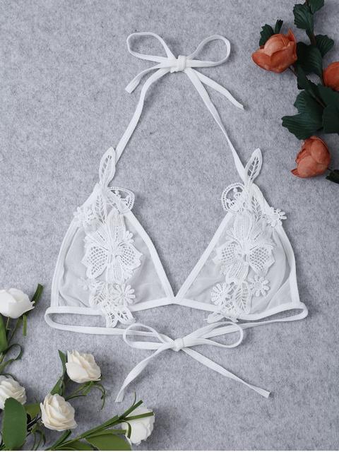 Floral Apliques De Malla Transparente Sujetador