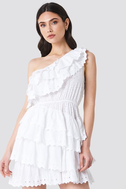 All Over Flounce Dress Weiß