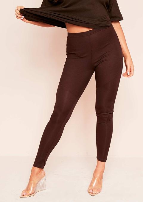 Alma Brown Stitch Detail Ribbed Leggings