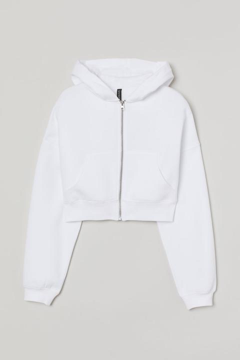 Hoodie Court Avec Zip - Blanc