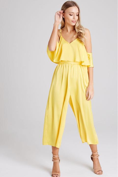 Womens Girls On Film Cold Shoulder Tie Waist Wide Leg Culotte Jumpsuit From Next On 21 Buttons