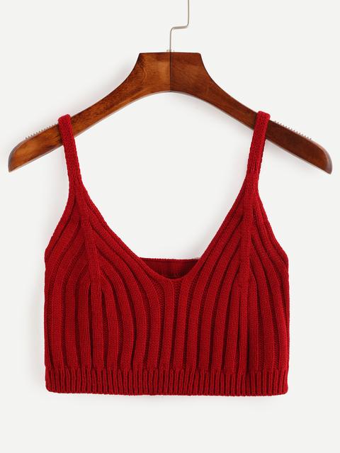 Top Tejido Crop Tirante Fino Rojo