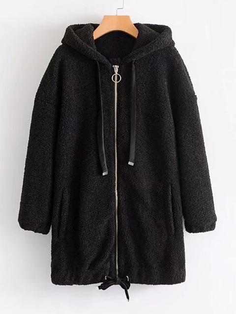 Faux Fur Longline Hooded Jacket