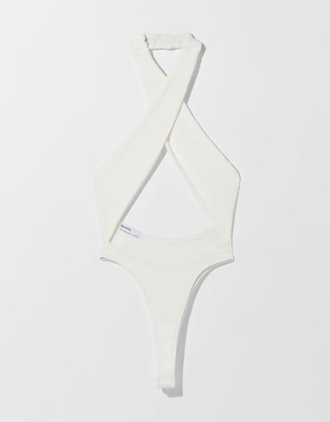 Body Rib Escote Cruzado Halter Cut Out