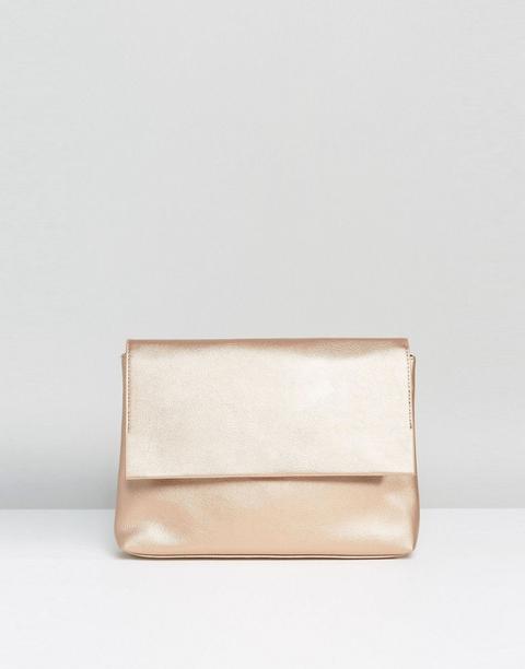 Asos Design - Pochette Morbida Metallizzata Con Patella - Rame