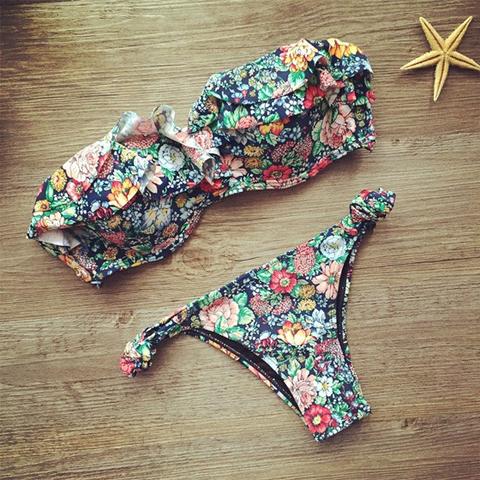 Blazer Bikini Floreale In Cascata Bikini Da Bagno Multicolore