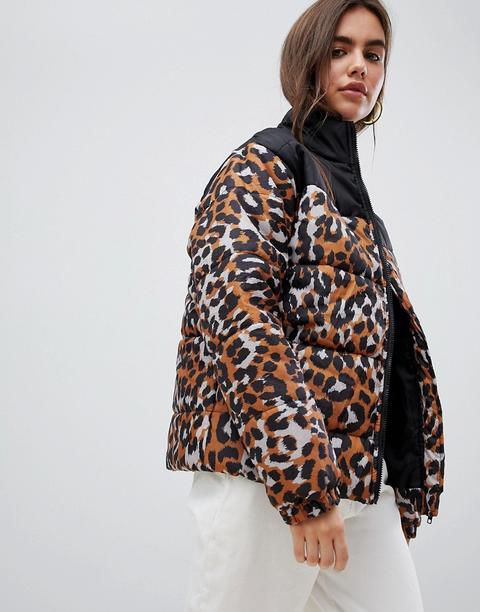 Chaqueta Acolchada Con Estampado De Leopardo Y Anilla De Daisy Street