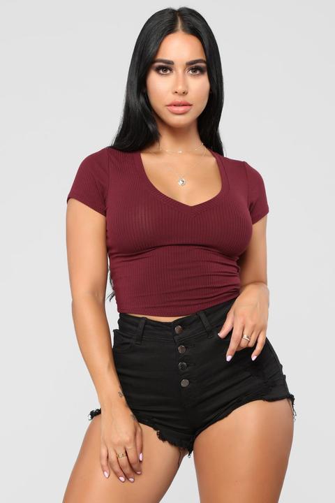 Little Do You Know Crop Top - Marsala