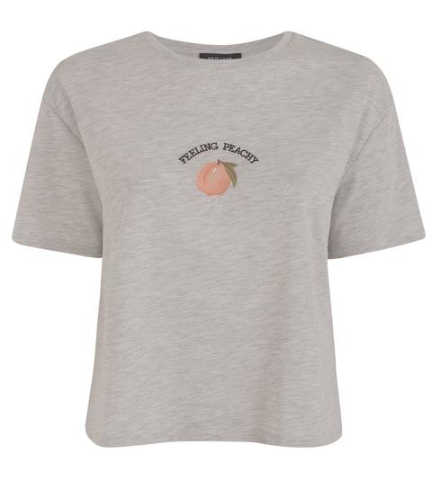 Pale Grey Peachy Slogan T-shirt New Look