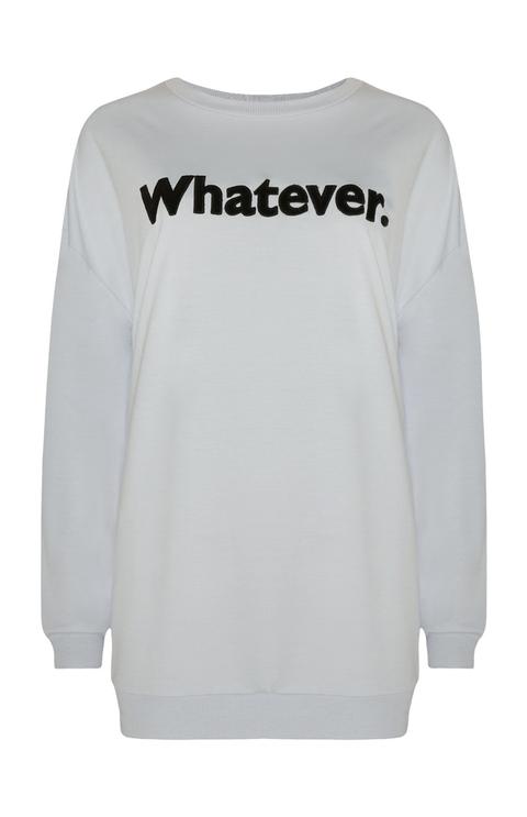 Blue Whatever Slogan Ovesized Sweater