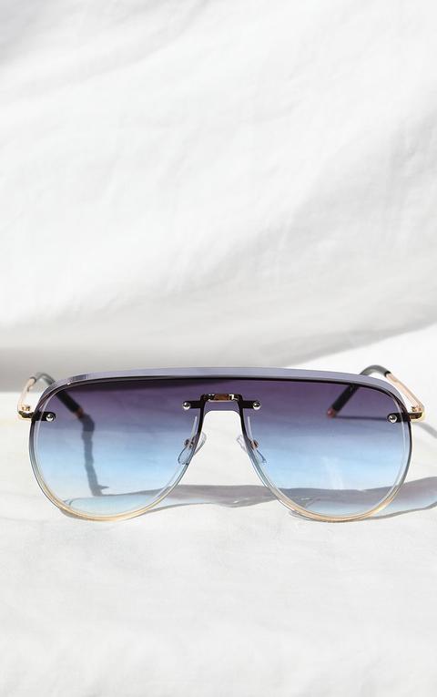 Blue Faded Lens Oversized Sunglasses