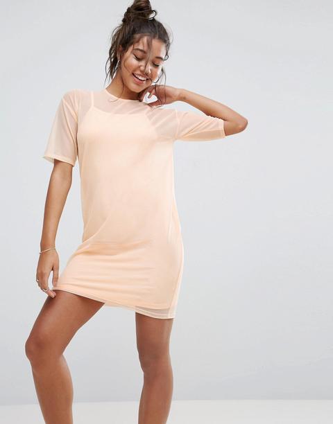 Vestido Estilo Camiseta De Malla Con Tirantes De Asos