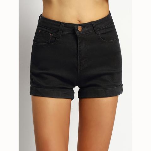 Short Denim Bolsillos-negro