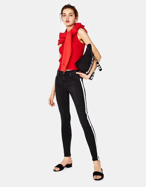 Jeans Skinny Fit Con Fascia Laterale