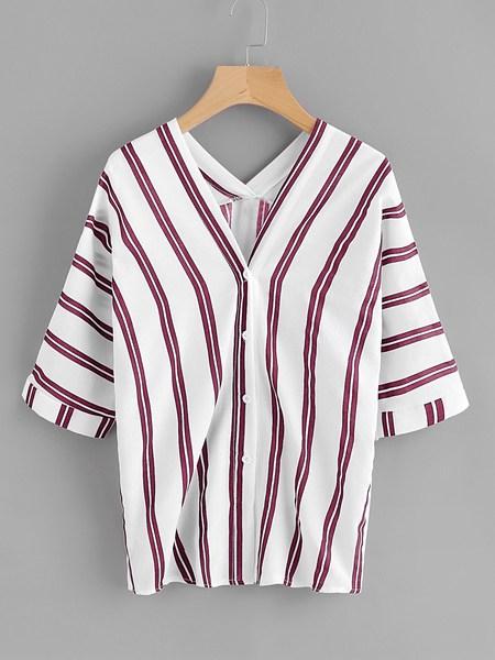 Blusa Escote V De Rayas