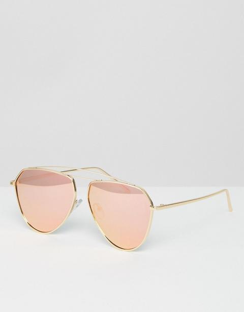 Gafas De Sol Estilo Aviador Con Detalle De Lágrima Y Lentes Rosas De Espejo De Jeepers Peepers