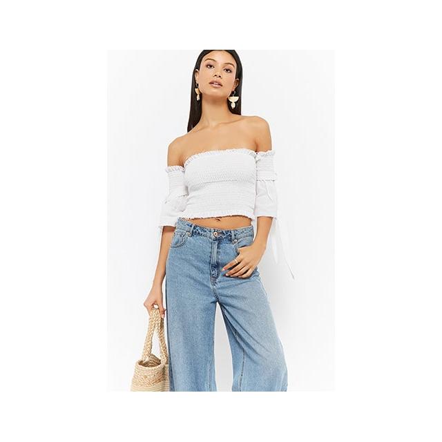 forever 21 smocked crop top