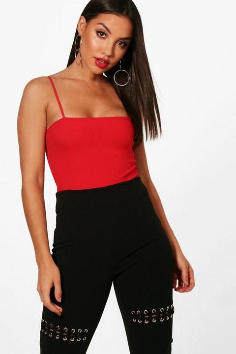 Basic Rib Square Neck Bodysuit from Boohoo on 21 Buttons