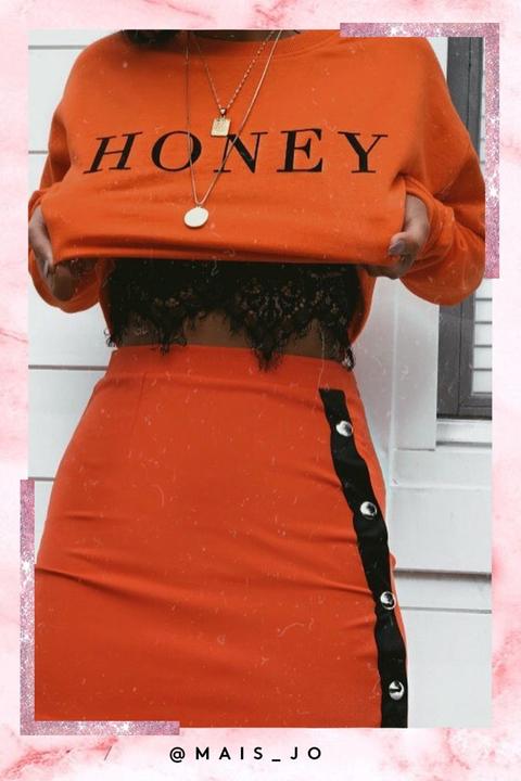 Holly Orange Honey Print Cropped Jumper