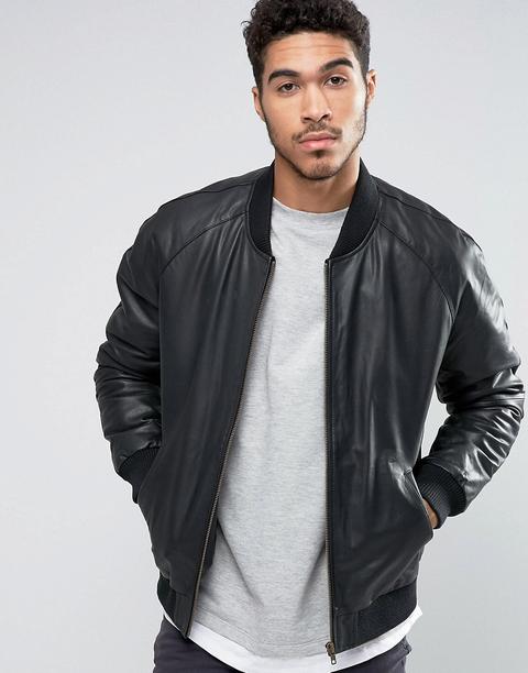 Asos - Bomber Di Pelle Nero - Nero