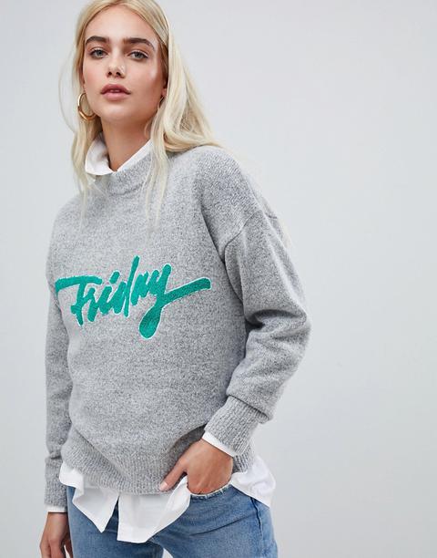 Pieces – Pullover Mit Schriftzug