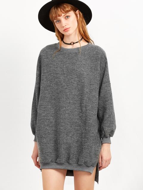 Vestito Felpa Asimmetrico Spacco Laterale - Grigio