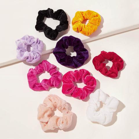 9pcs Simple Velvet Scrunchie