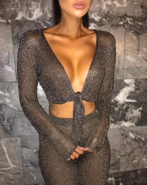 Macey Metallic Two Piece - Gun Metal