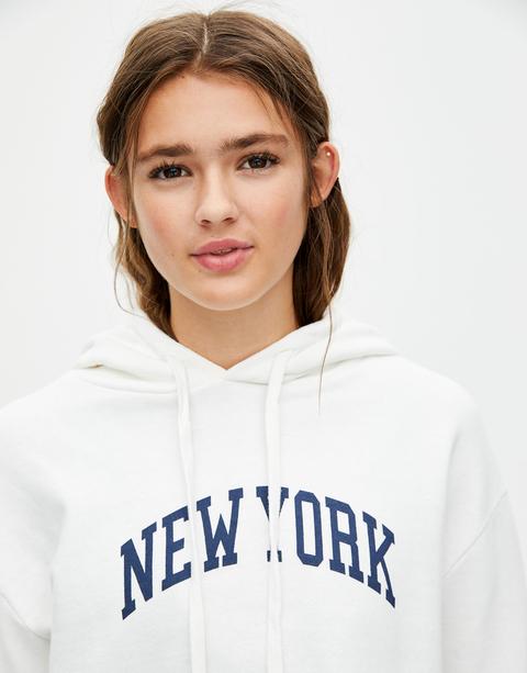 Sudadera Blanca New York Pull and Bear 21 Buttons