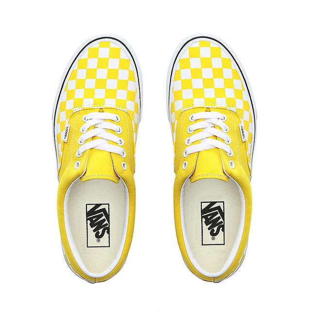 checkerboard vans yellow