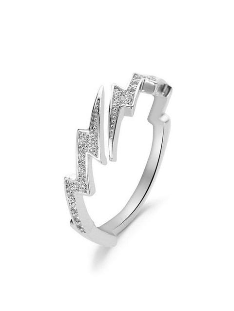 Rhinestone Lightning Open Ring