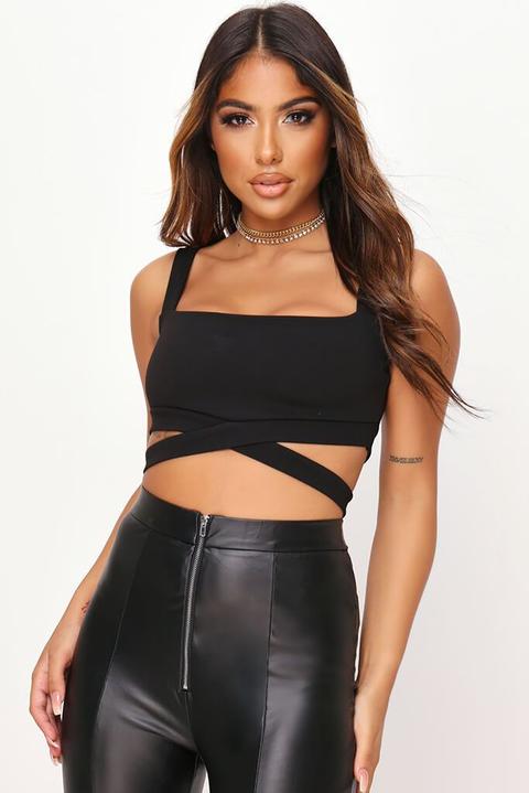 Black Wrap Around Square Neck Bralet