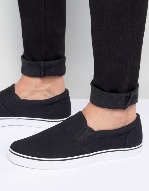 Asos Design - Scarpe Di Tela Senza Lacci Nere - Nero