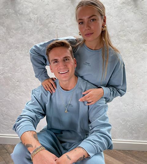 Puma Logo Oversized Sweatshirt In Washed Blue - Exclusive To Asos