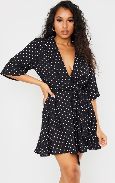 Petite Black Polka Dot Tea Dress