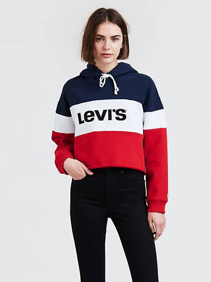 levi's raw cut crop hoodie
