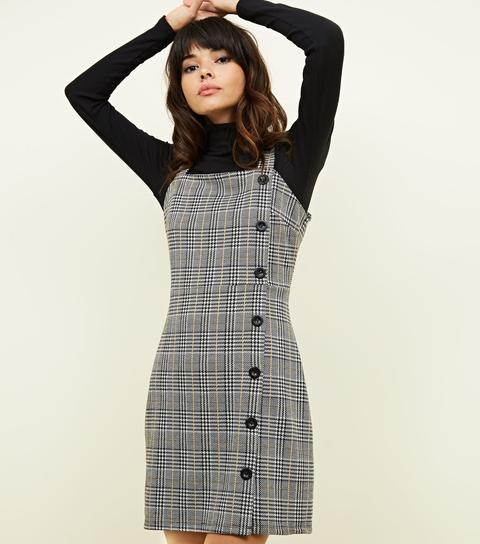 side button pinafore dress