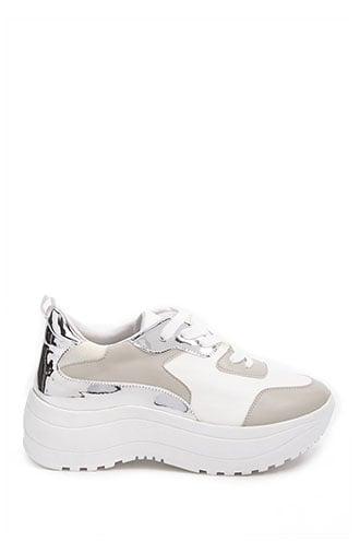 Forever 21 Metallic Platform Sneakers , White