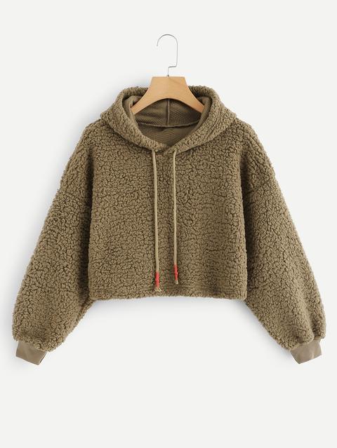 Sudadera Corta Con Capucha Teddy