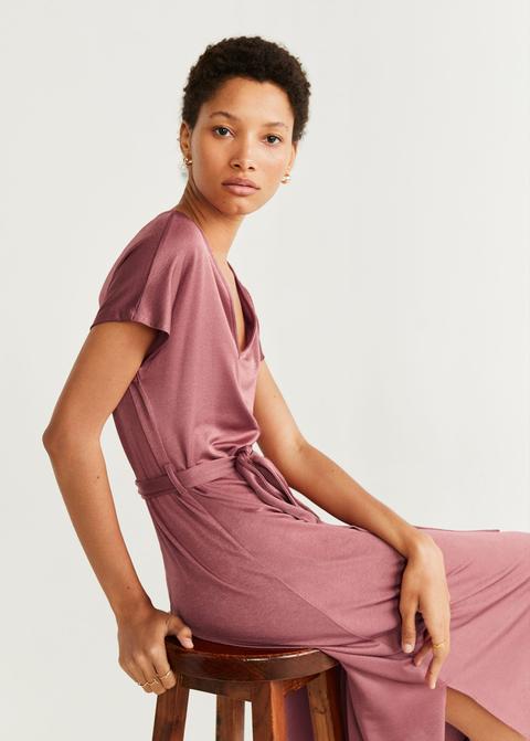 Vestido Satinado Cinturón