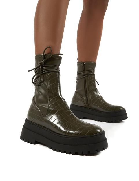Finale Olive Chunky Sole Ankle Wrap 