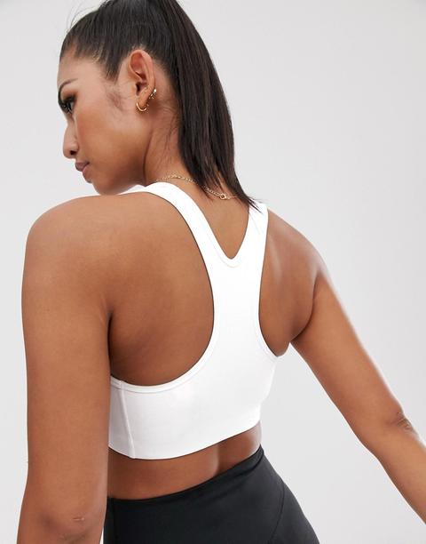 nike training mid support swoosh bra in white