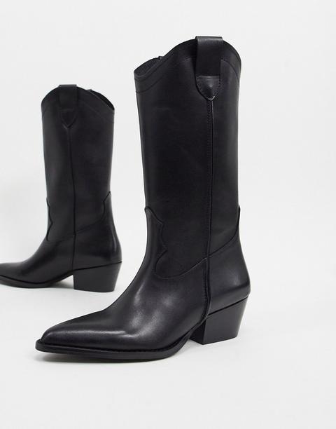 Depp Tall Leather Western Boot In Black