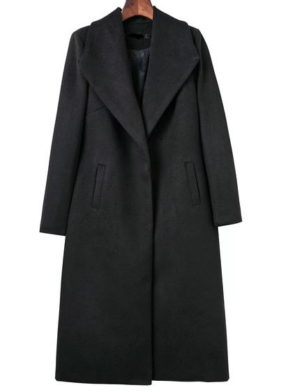 Black Shawl Collar Longline Coat