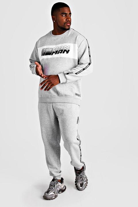 Mens Grey Deno Driz Tracksuit With Man Tape, Grey