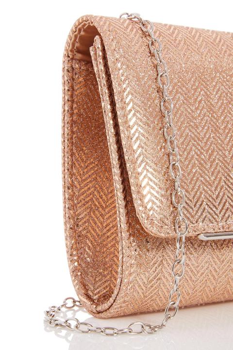 quiz rose gold clutch