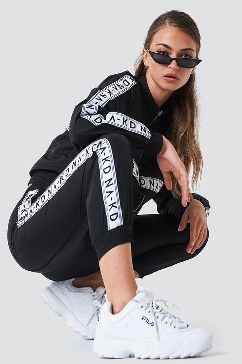 Na-kd Striped Logo Tracksuit Pants - Black