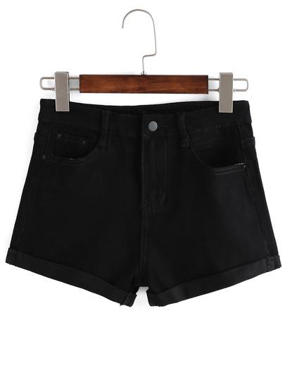 Pantaloncini Corti Cuffed Denim Nero