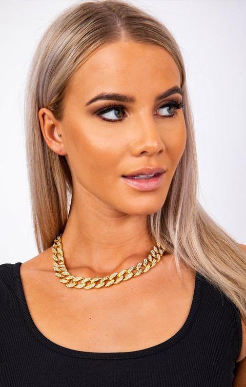 Gold Diamante Chunky Chain Link Necklace - Trish